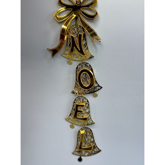 Reed & Barton Noel Bells Ornament Gold Tone Filigree Dangling Letters 8 Inch Box - Picture 3 of 8